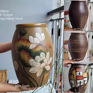 bình chum to miệng rộng cho các chị em thích cắm nhiều hoa như chuối, cúc họa mi, sen... gốm Bát Tràng cao cấp