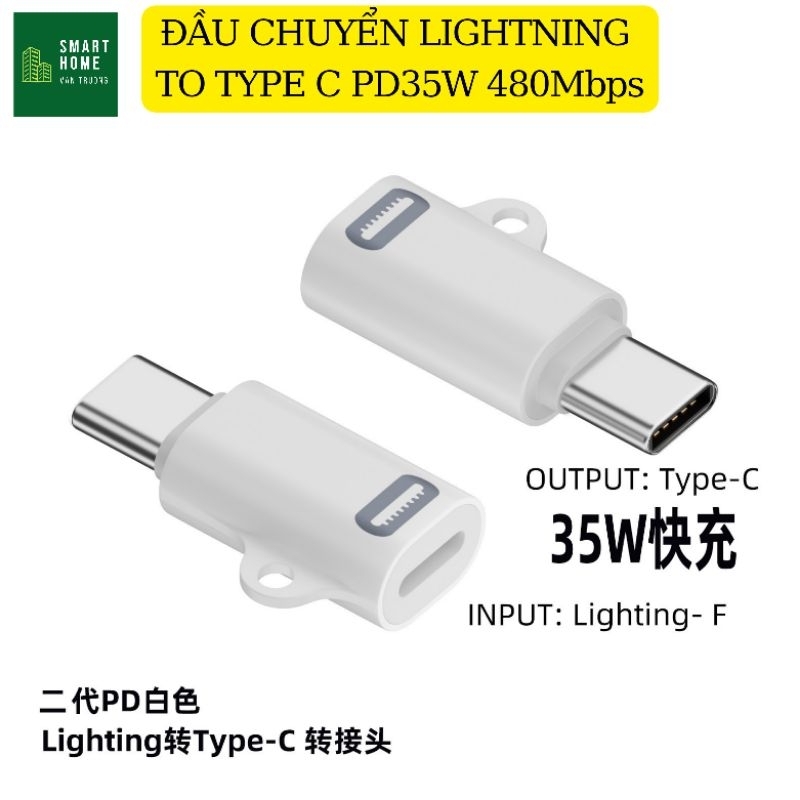 Cổng chuyển type c sang lighting, type C-lighting sạc nhanh PD + truyền ...