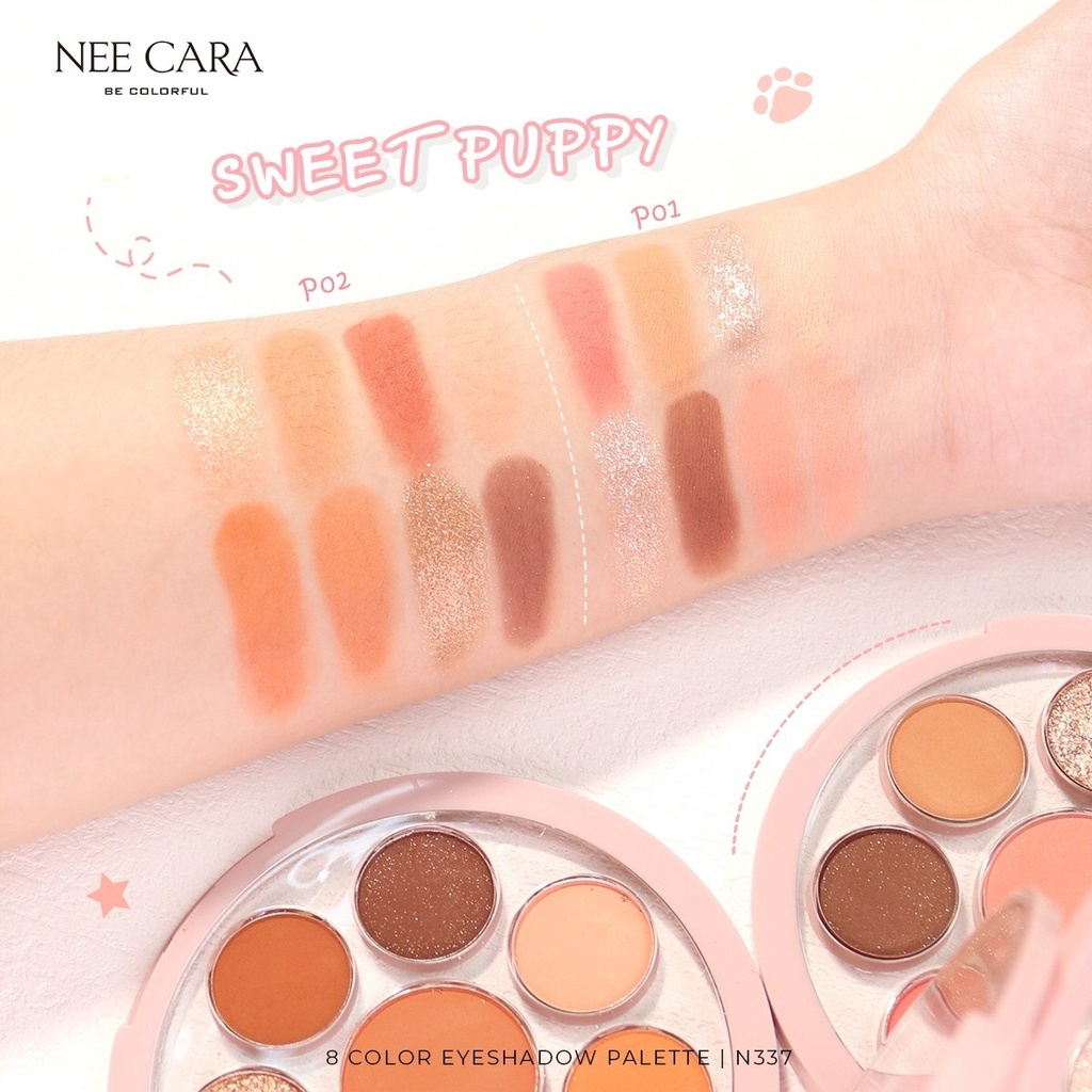 Bảng phấn 2in1 Neecara 8 ô hàng nội địa Thái Ekkamai Beauty