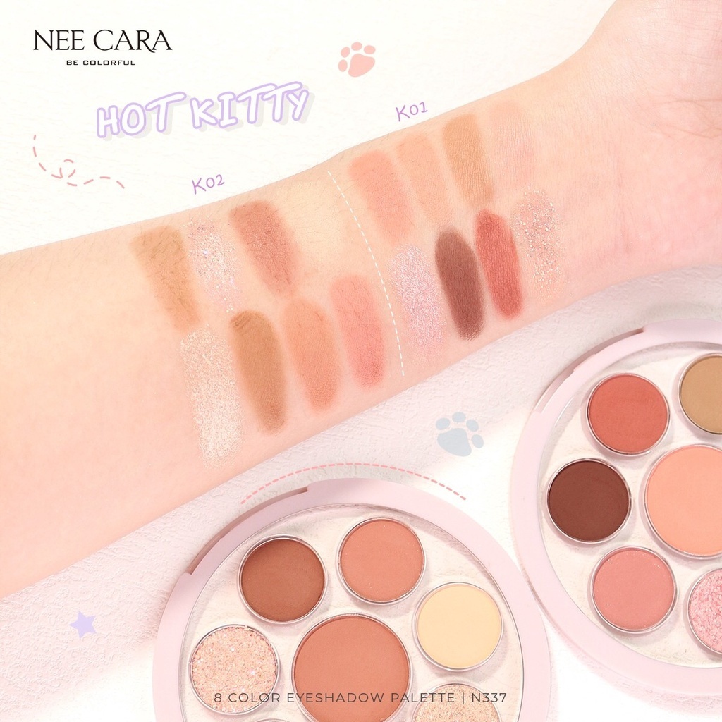 Bảng phấn 2in1 Neecara 8 ô hàng nội địa Thái Ekkamai Beauty
