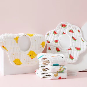 Yếm tròn cổ xoay cho bé chất liệu cotton hàng quảng châu mềm mịn thấm hút tốt, Yếm cổ yếm dãi cho bé xoay 360 độ