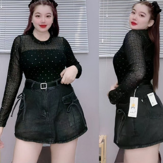 Chân Váy Jean Nhỏ Clothing Bigsize Có Nơ Thắt Dáng Chữ A Có Lót Không Co Giãn Lên Phom Tôn Dáng Trẻ Trung CV403