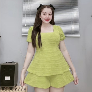 Set Quần ÁoNhỏ Clothing Bigsize Dễ Thương Điệu Đà Nữ Tính Cho Nàng Béo Vải Xốp Nhật,Bộ Đồ Đơn Giãn Trẻ Trung SET52