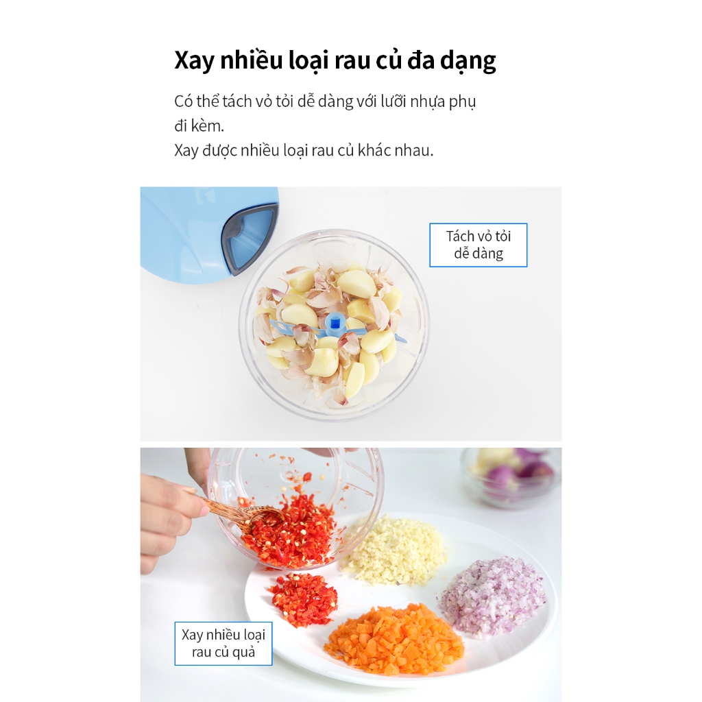 Dụng cụ xay tỏi ớt LocknLock mini CKS308PIK lưỡi xay bén, kéo tay đơn giản, dễ vệ sinh - K-MALL