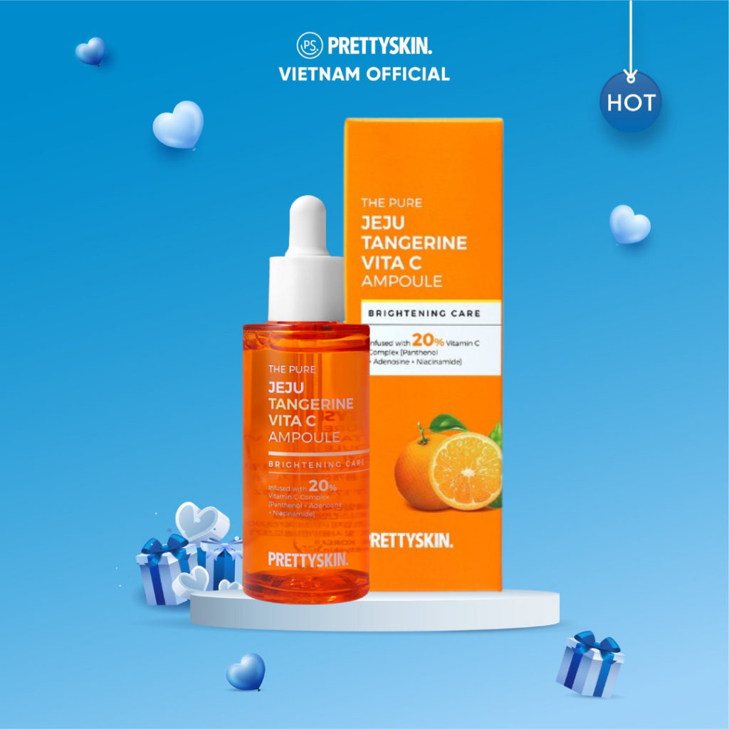 Tinh Chất Dưỡng Trắng Phục Hồi Da PRETTYSKIN THE PURE JEJU TANGERINE VITA C AMPOULE