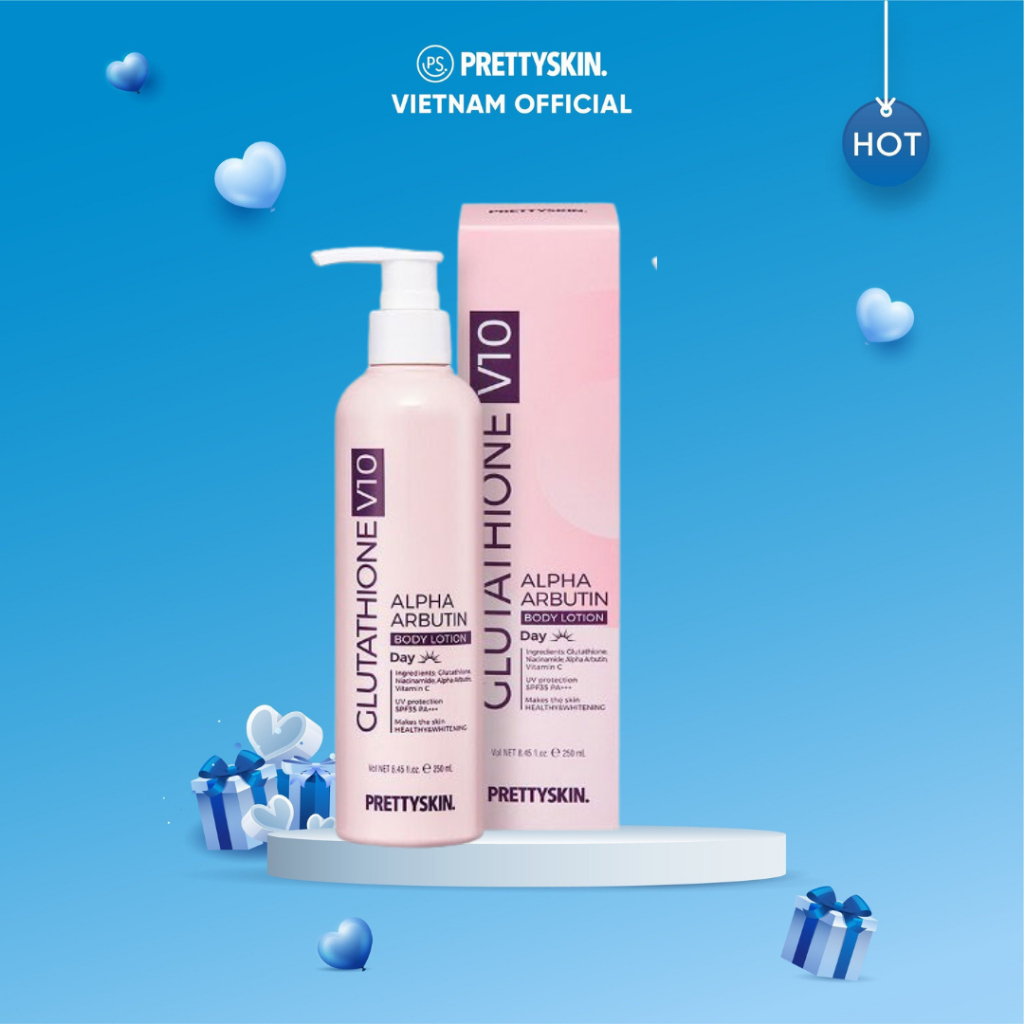 Kem Dưỡng Truyền Trắng+Chống Nắng Body Glutathione V10 Alpha Arbutin Body Lotion Prettyskin