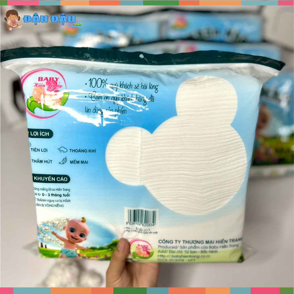 Khăn khô đa năng Hiền Trang chấm bi cao cấp cho bé và mẹ - Thấm hút, mềm mại, min da an toàn cho bé 600g