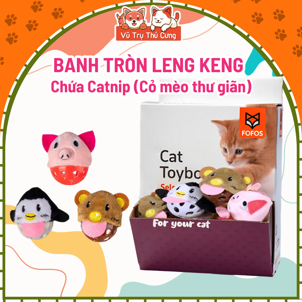 Đồ chơi banh tròn hình thú chứa chuông & catnip FOFOS