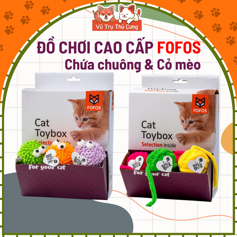 Đồ chơi cho mèo banh tròn vui nhộn có chuông và cỏ mèo FOFOS