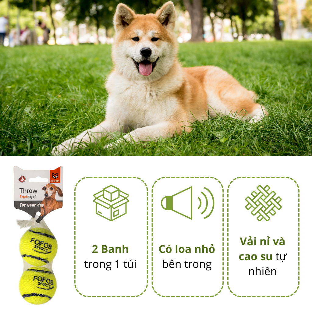 Đồ Chơi Cho Chó Combo 2 Bóng Tenis Gặm Và Huấn Luyện FOFOS