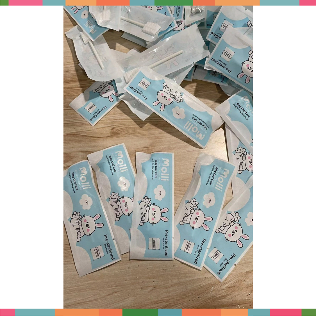 Gạc Rơ Lưỡi Trẻ Em Molli Dạng Que Đã Tiệt Trùng Cho Be Sơ Sinh - Hộp 30 Que Tiêu Chuẩn Cho Bé Đậu Đậu Store