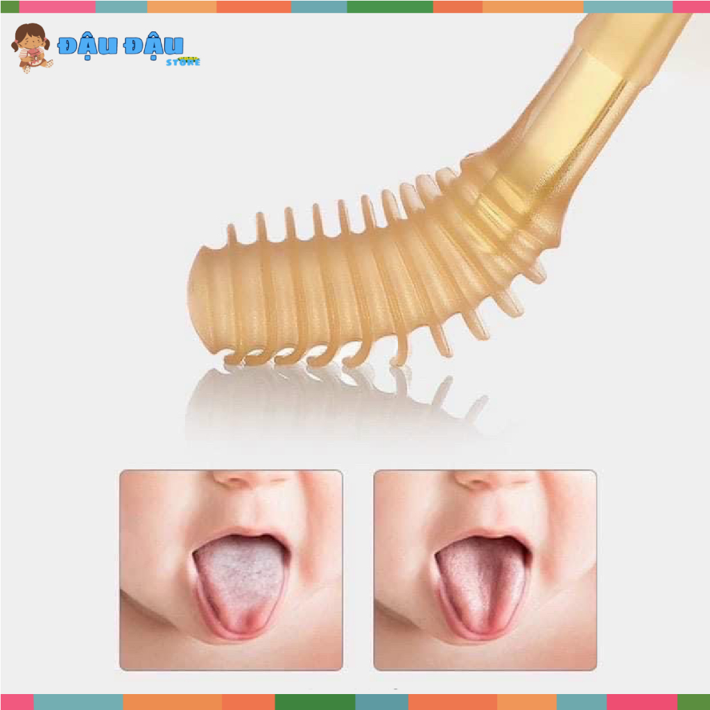 Bộ Bàn Chải Silicon Cho Bé + Rơ Lưỡi Mềm Mịn Chống Tưa Lưỡi Nấm Lưỡi Cho Bé 0 - 24 tháng Đậu Đậu Store