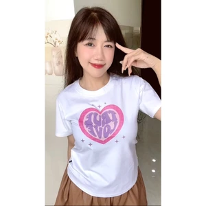 YU CHERRY | Áo thun Baby Tee nữ cotton 4 chiều tay ngắn True Love Heart Babytee YP019