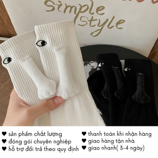 Tất Nam Châm Vớ Đôi Có Tay Cute Đen Trắng Cổ Cao Nam Nữ Độc Lạ T64