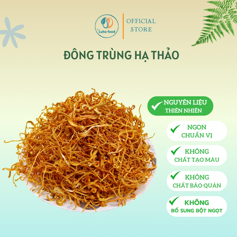 Đông Trùng Hạ Thảo Sấy Khô 100g - Hàng Cao Cấp Sợi Vàng Ươm, Sợi To Thượng Hạng, Bồi Bổ Sức Khỏe, Ngâm Mật Ong Luka Food