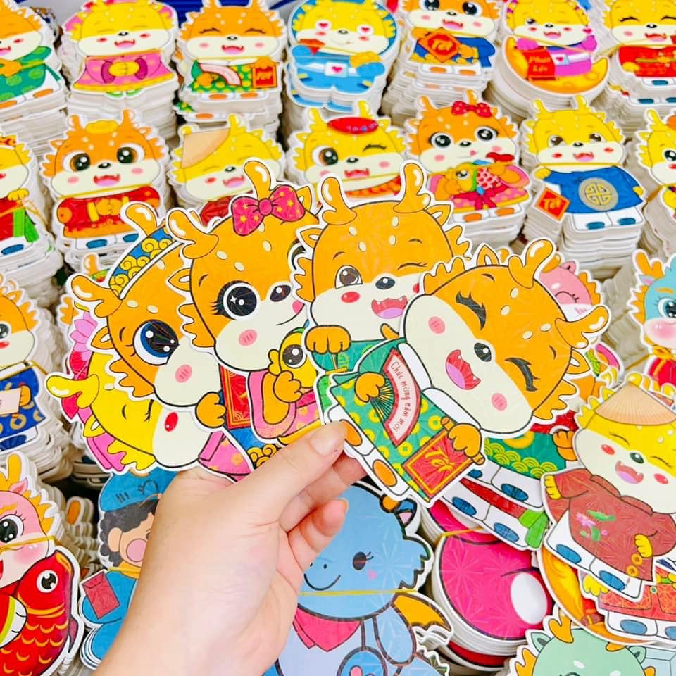 Combo 50 bao Lì xì chibi tết 2024, lì xì chibi rồng phản quang, mẫu ...