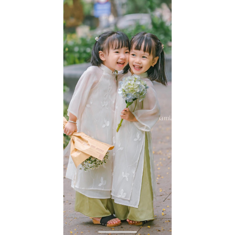 áo dào cách tân ảnh thật dành cho bé gái từ 7-36kg