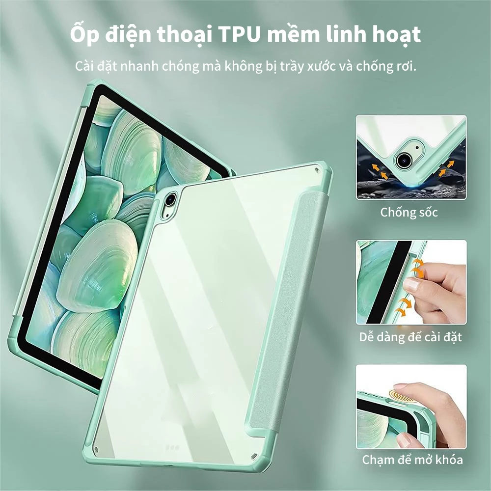 Bao da ipad GOOJODOQ Cho iPad Pro 11 12.9 2022 Air 4 Air 5 Gen 10 10.9 Gen 9 8 7 10.2 Ốp Lưng Clear Acrylic Bao