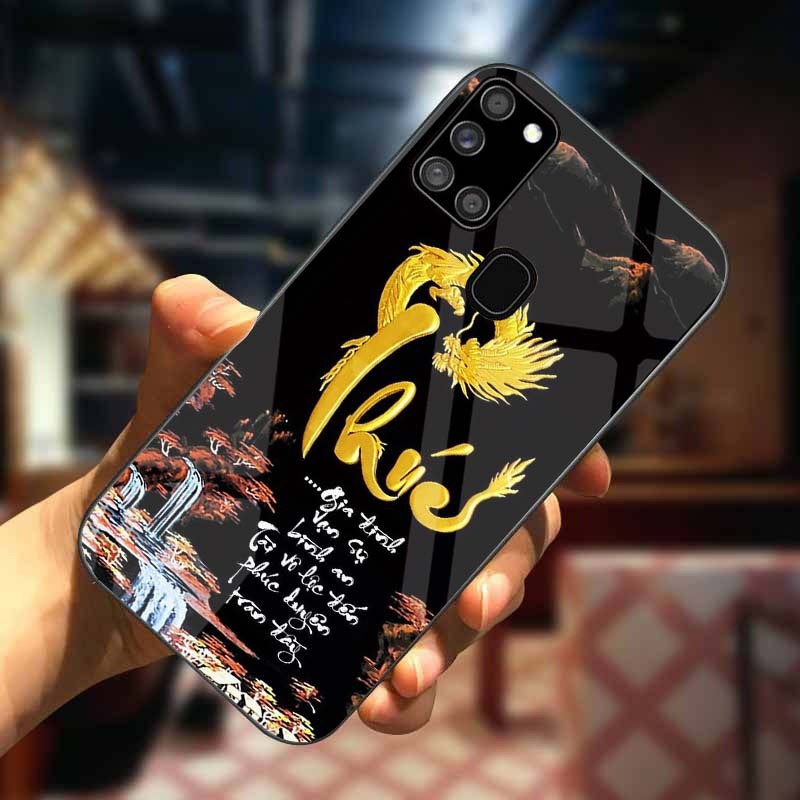 Ốp Lưng SAMSUNG A21S Mặt Lưng Kính Cường Lực Sáng Bóng