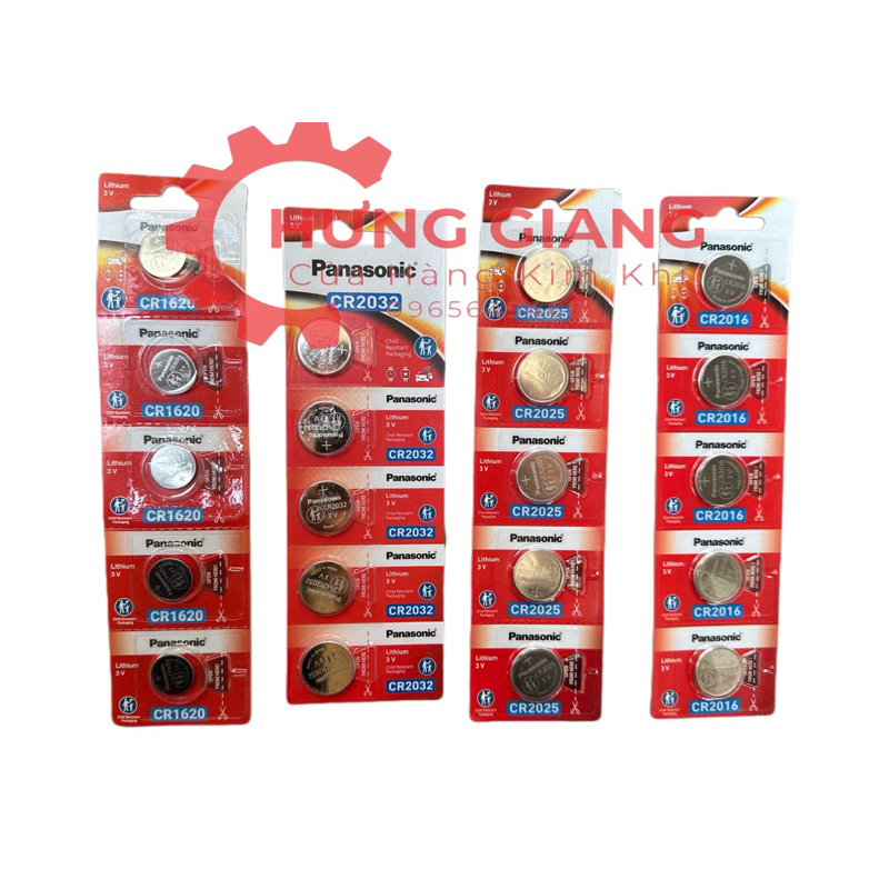 1 Vỉ 5 viên Pin Panasonic CR2016, CR1620, CR2025, CR2032,... pin điện tử chính hãng