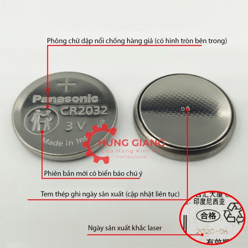 1 Vỉ 5 viên Pin Panasonic CR2016, CR1620, CR2025, CR2032,... pin điện tử chính hãng