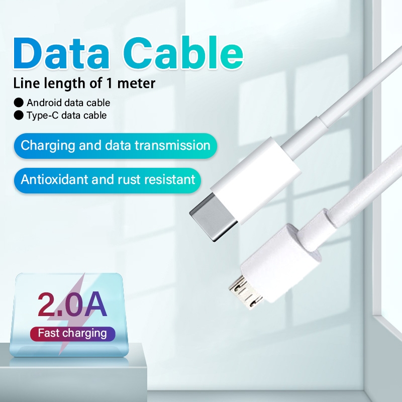 Dây cáp sạc USB màu trắng 2A Micro/ type C, dây sạc nhanh dài 1m siêu ...