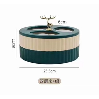 Khay Đựng Bánh Kẹo Tầng Con Hưu Vàng, Điêu Khắc Tinh Tế, Sang Trọng, Hàng Cao Cấp