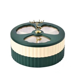 Khay Đựng Bánh Kẹo Tầng Con Hưu Vàng, Điêu Khắc Tinh Tế, Sang Trọng, Hàng Cao Cấp