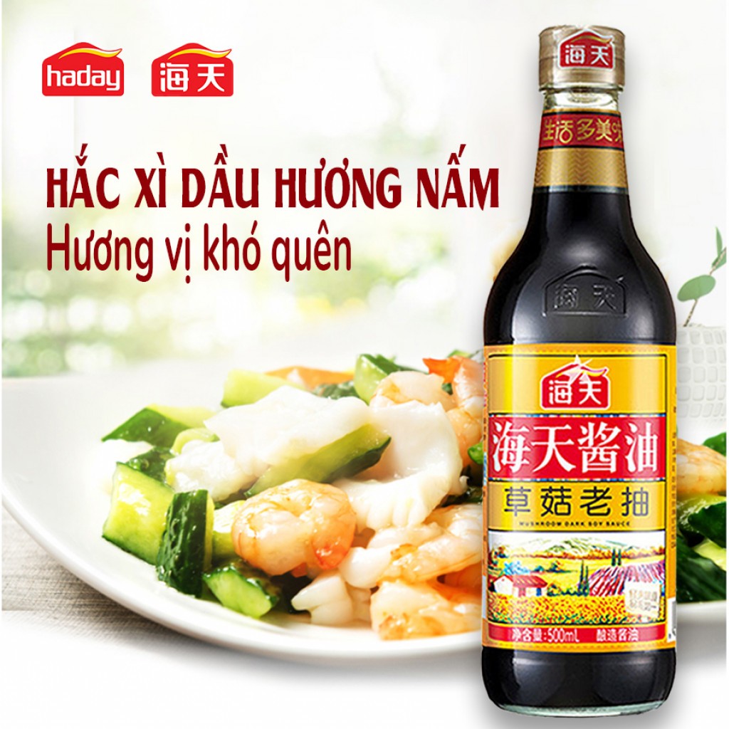 Hắc Xì Dầu Hải Thiên Hương Nấm (500ml) – Bí Quyết Cho Món Kho Chuẩn Vị Hoa