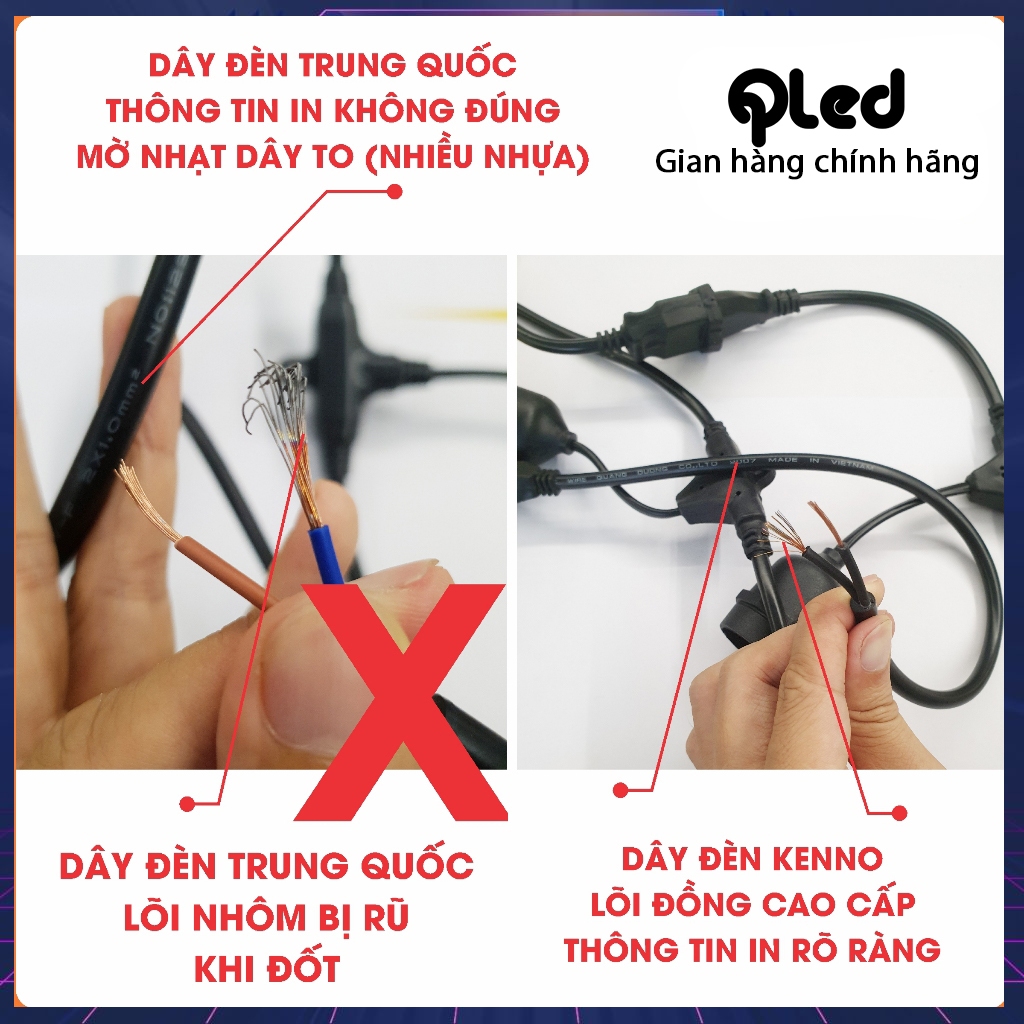 Bộ Dây đui đèn Qled trang trí ngoài trời chống nước lõi đồng dùng cho quán cà phê, trà chanh,... 5m/7,5m/10m kèm bóng