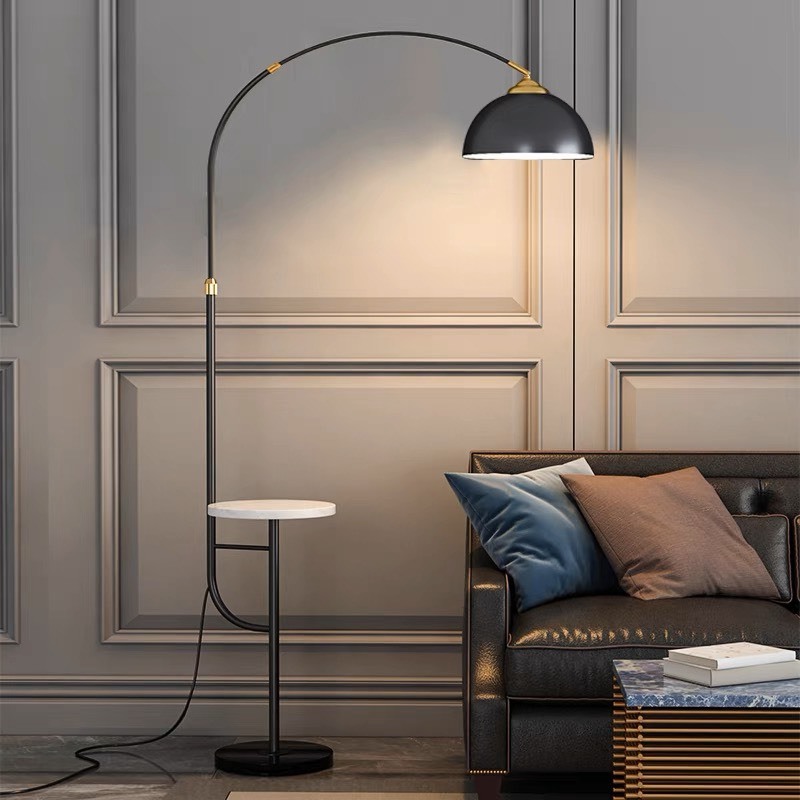 Đèn cây đứng Chao bô Qled Đồng cao cấp đế bát đá tự nhiên màu vàng/đen ( Tặng kèm bóng Led as vàng ấm)