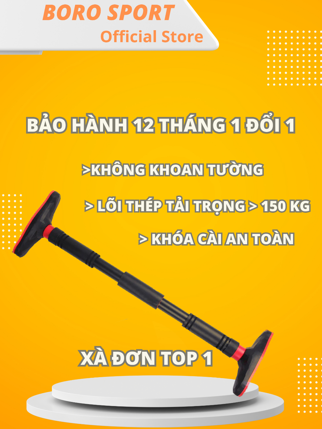 Ảnh Xà Đơn Treo Tường Bảo Hành 12 Tháng Thanh Xà Gắn Tường Tay Câm Bọc Đệm Chống Trượt Khóa An Toàn Cleacco XDTT Boro Sport 2