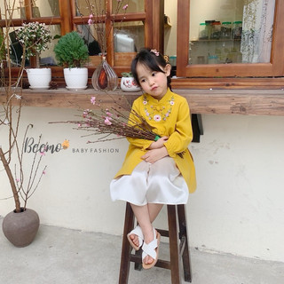 Áo dài Tết thêu cho bé gái 1-6 tuổi (9-26kg) N0061