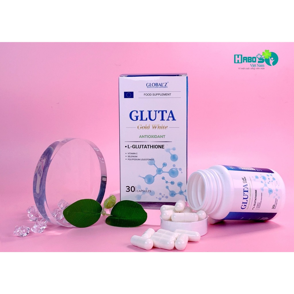 vien uong glutathione Viên uống trắng da - GLUTA GOLD WHITE chống lão hóa giúp da căng bóng mịn, giảm thâm nám tàn nhang - HabosVN GHK-Cu and SNAP-8 Multi