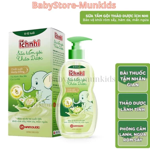 nước tắm gội thảo dược Ích Nhi cho bé chai 200ml phòng cảm lạnh, ngừa rôm sẩy, mẩn ngứa, dưỡng da mềm mịn cho bé,