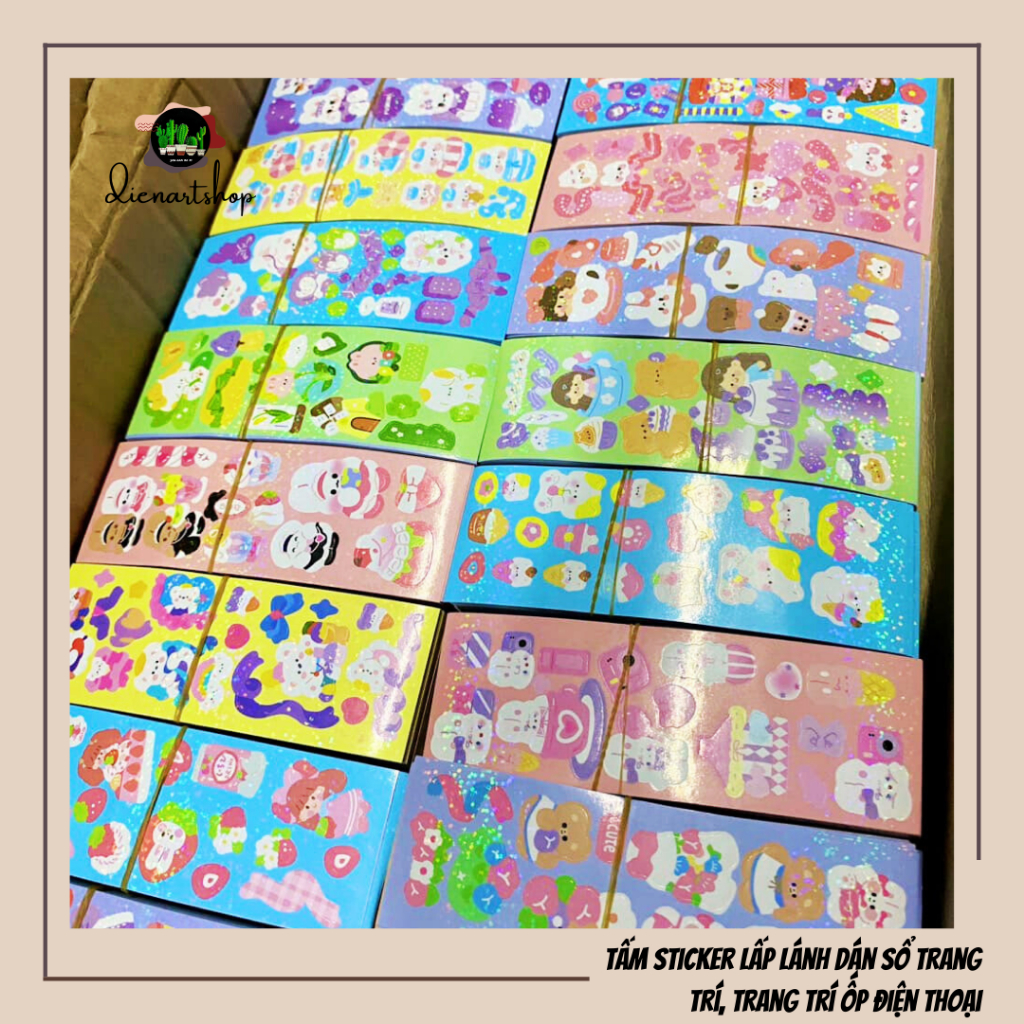 500 tấm sticker lấp lánh đế giấy trang trí 13x4 cm | Shopee Việt Nam