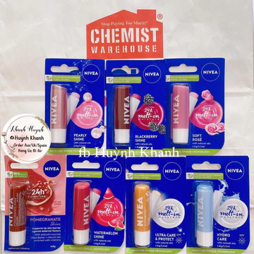 (BillChemist) Son dưỡng môi NIVEA Shine Moisturising Lip Balm 4.8g Của Úc