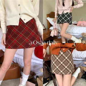 Chân váy chữ A chất dạ kẻ caro 2 lớp (Kẻ nhỏ) - SANA CLOSET