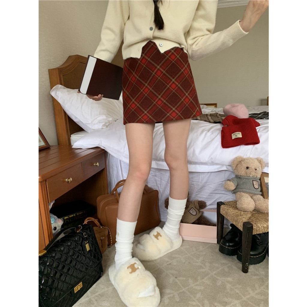 Chân váy chữ A chất dạ kẻ caro 2 lớp (Kẻ nhỏ) - SANA CLOSET