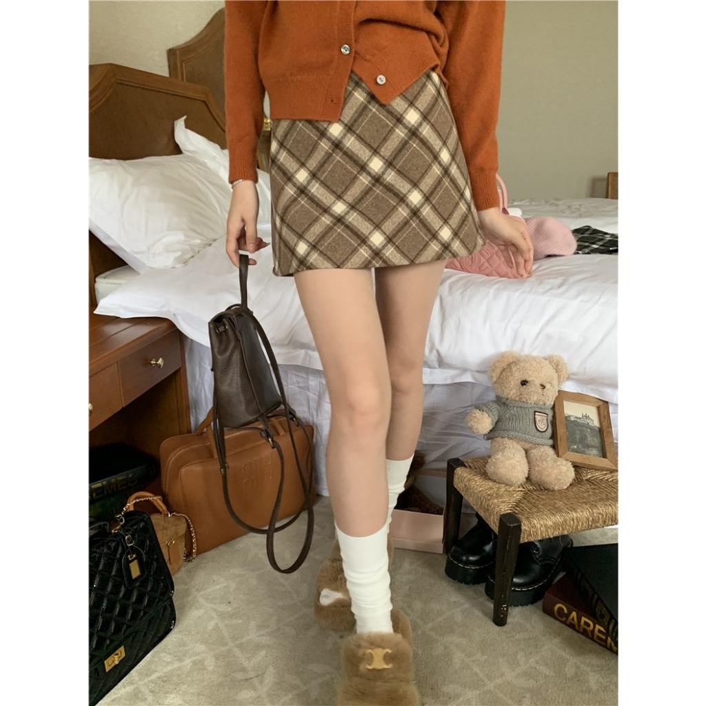 Chân váy chữ A chất dạ kẻ caro 2 lớp (Kẻ nhỏ) - SANA CLOSET