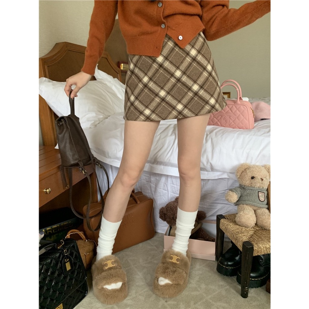 Chân váy chữ A chất dạ kẻ caro 2 lớp (Kẻ nhỏ) - SANA CLOSET