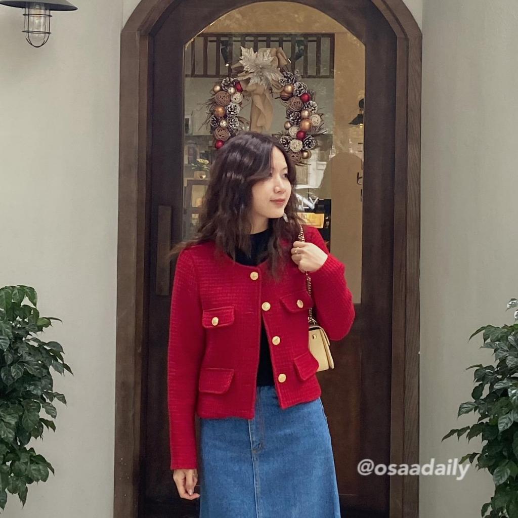 Áo Dạ Tweed Cúc Đồng Brand SDD QC CAO CẤP - SANA CLOSET