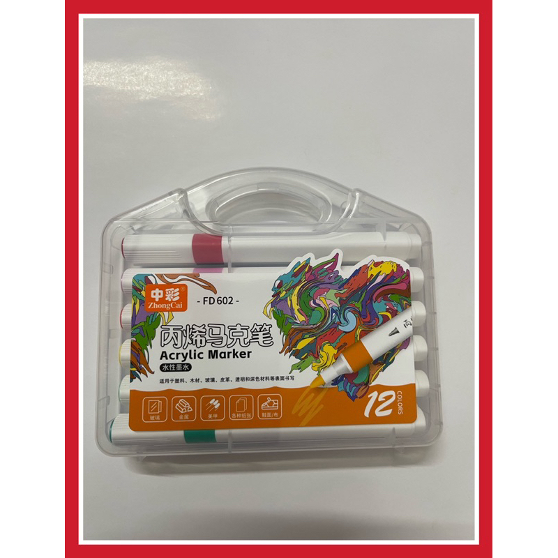 MÀU DẠ ACRYTIC MARKER FD602 12 MÀU - VPP QUỐC HUY.