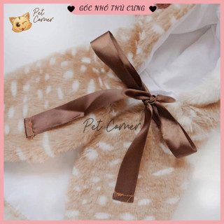 Áo choàng tuần lộc ấm áp, mềm mại cho thú cưng, áo noel cực xinh cho chó mèo