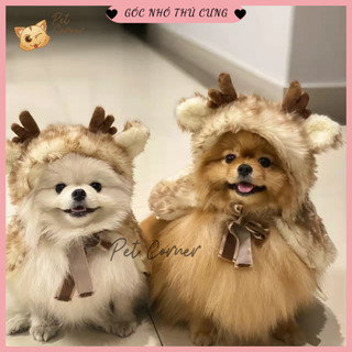Áo choàng tuần lộc ấm áp, mềm mại cho thú cưng, áo noel cực xinh cho chó mèo