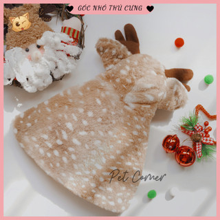 Áo choàng tuần lộc ấm áp, mềm mại cho thú cưng, áo noel cực xinh cho chó mèo