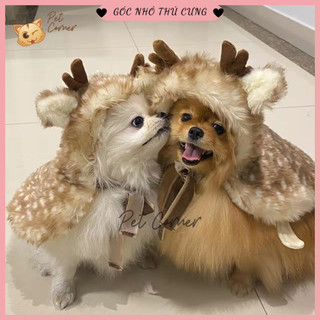 Áo choàng tuần lộc ấm áp, mềm mại cho thú cưng, áo noel cực xinh cho chó mèo