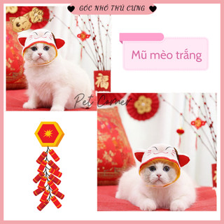 Mũ thần tài may mắn cho thú cưng ngày tết, mũ giữ ấm cho chó mèo mùa đông