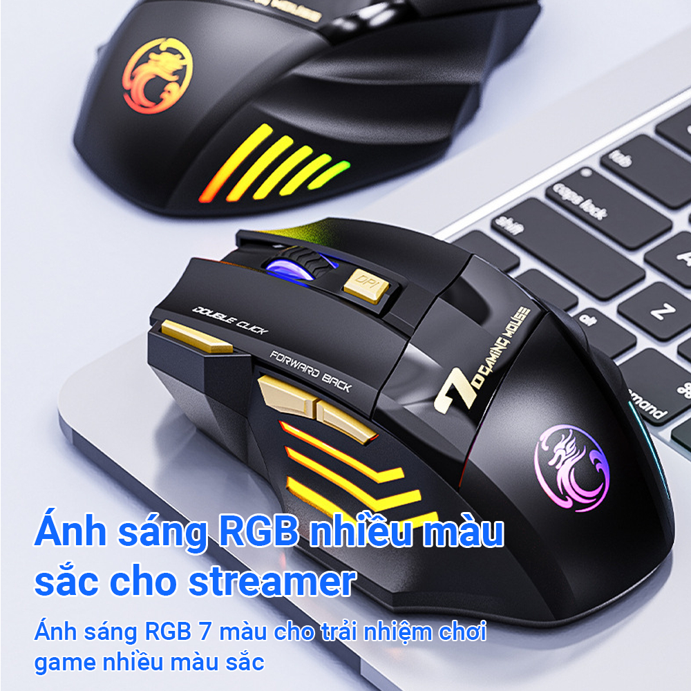Chuột gaming không dây iMice GWX7 - 2 mode 2.4GHZ và bluetooth 5.1 - 7 nút bấm - Đèn LED 7 màu - Pin có thể sạc được | BigBuy360 - bigbuy360.vn