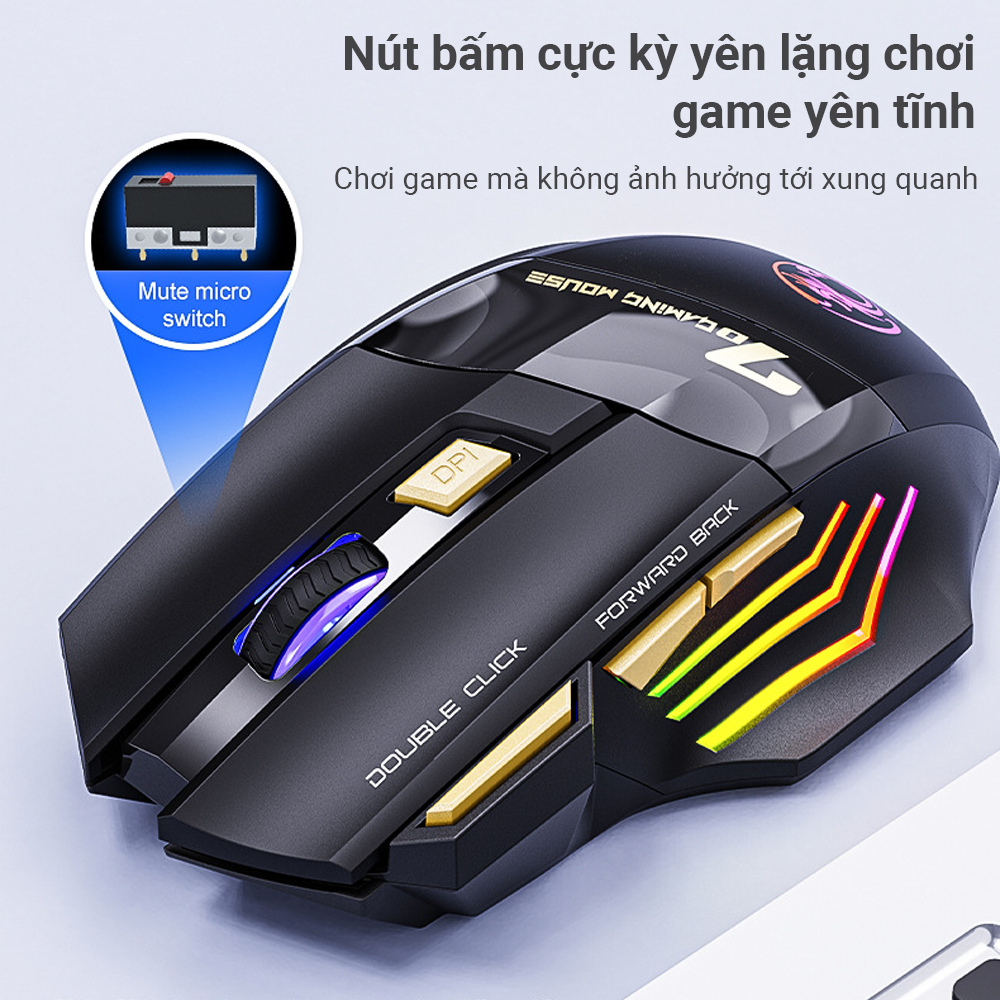 Chuột gaming không dây iMice GWX7 - 2 mode 2.4GHZ và bluetooth 5.1 - 7 nút bấm - Đèn LED 7 màu - Pin có thể sạc được | BigBuy360 - bigbuy360.vn